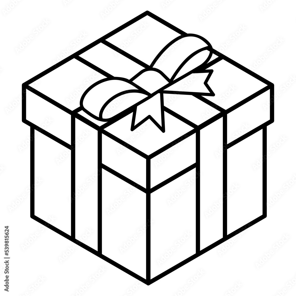 A gift icon in line isometric design A gift icon in line isometric design