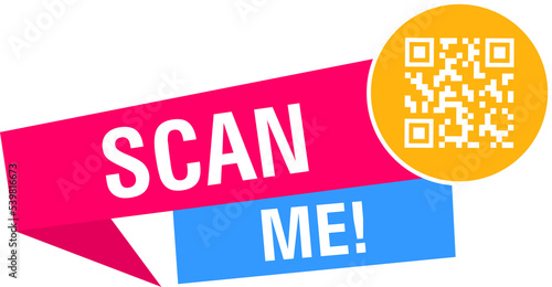 Scan me icon with QR code. Qr code template for mobile app. Illustration