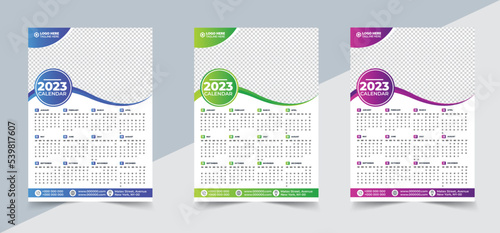 Monthly Wall calendar template for 2023 year. Week Starts on Sunday. Wall calendar in a minimalist style	