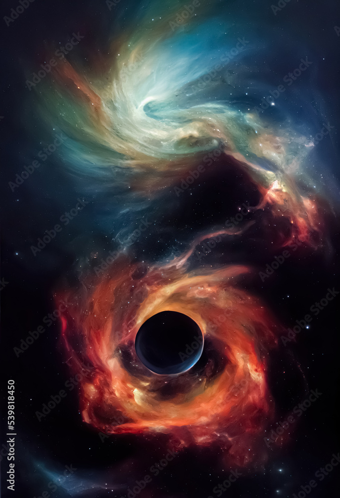 Fototapeta premium Universe galaxy black hole science fiction background. Space abstract backdrop. 3D illustration.