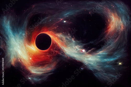 Universe galaxy black hole science fiction background. Space abstract backdrop. 3D illustration.