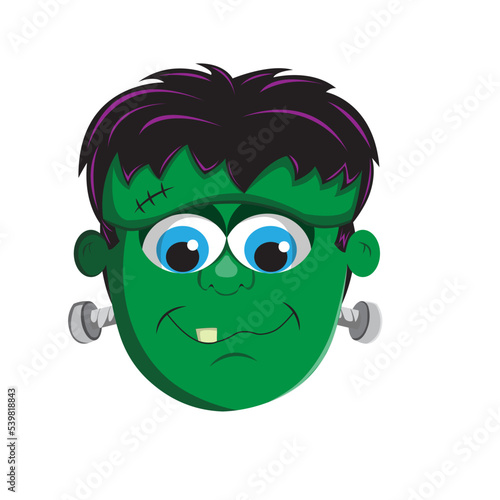 Happy Halloween!  Enjoy this cute, friendly, Vector, Frankenstein face!