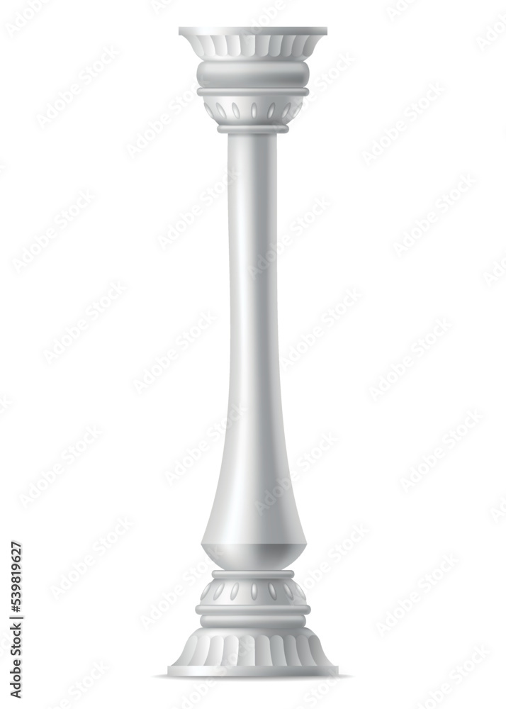 Antique column, realistic icon. Classic stone pillar of roman or greece architecture with twisted and groove ornament for facade design Antique column, realistic icon. Classic stone pillar of roman or greece architecture with twisted and groove ornament for facade design