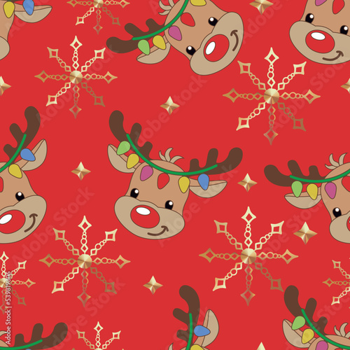 Christmas seamless pattern with cute deer.