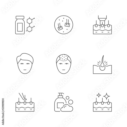 Set line icons of hair loss