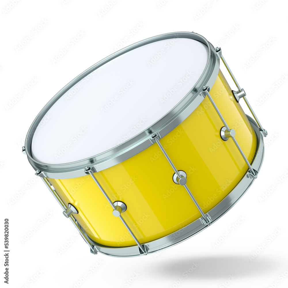 Realistic drum on white background. 3d render concept of musical instrument Realistic drum on white background. 3d render concept of musical instrument