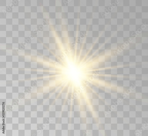 Transparent yellow sunlight special lens flash light effect. Front solar flare lenses
