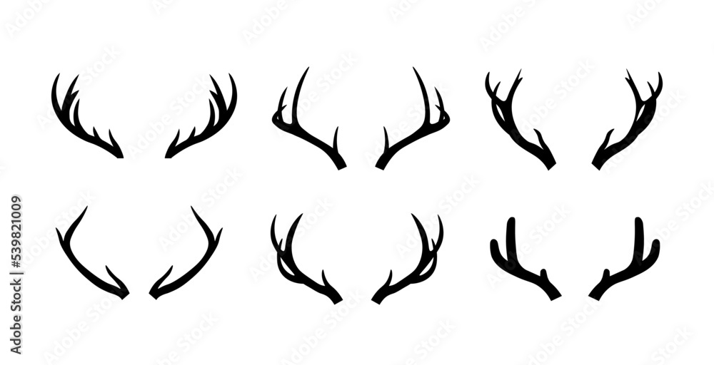 deer horns vector icons set. Isolated on white background deer horns vector icons set. Isolated on white background