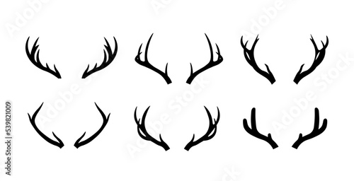 deer horns vector icons set. Isolated on white background