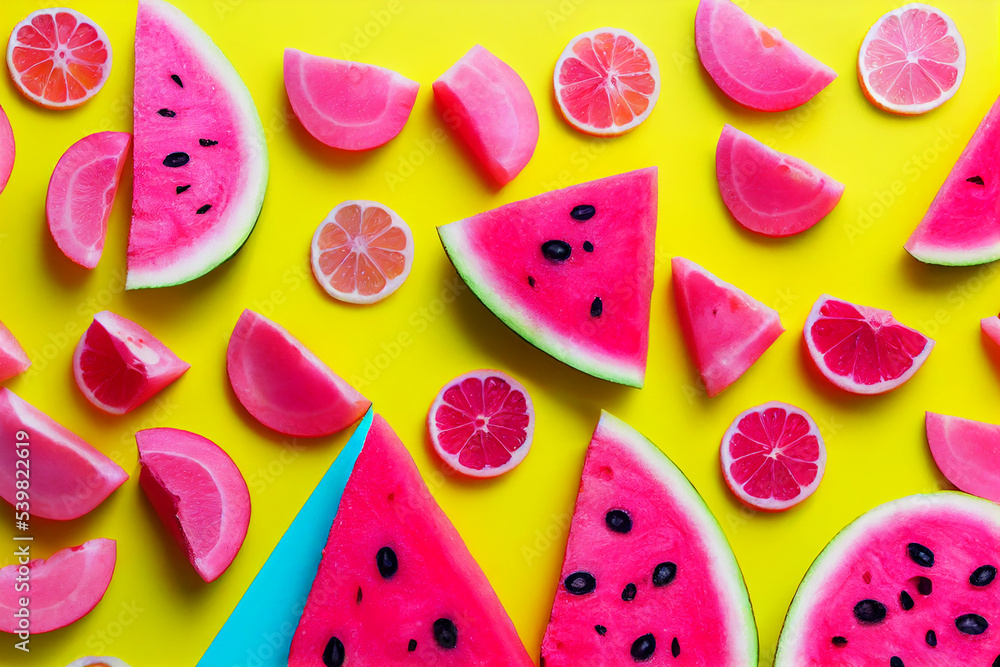 watermelon slices on yellow background watermelon slices on yellow background