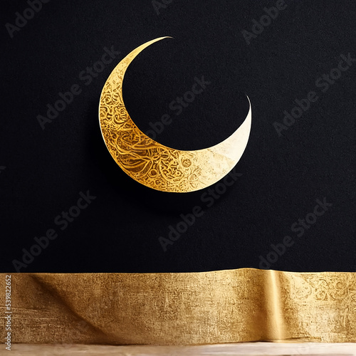Leinwand Poster elegant crescent moon Ramadan Kareem background