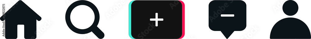 Menu button icon of social media. Home, discover, create, inbox, and profile. Illustration Menu button icon of social media. Home, discover, create, inbox, and profile. Illustration