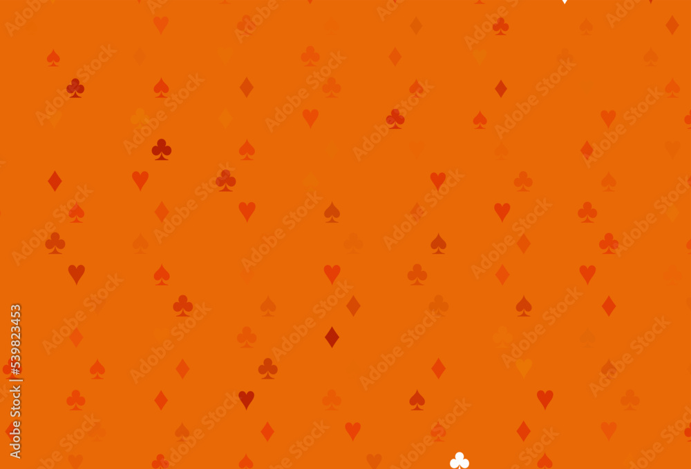 Light Orange vector texture with playing cards. Light Orange vector texture with playing cards.