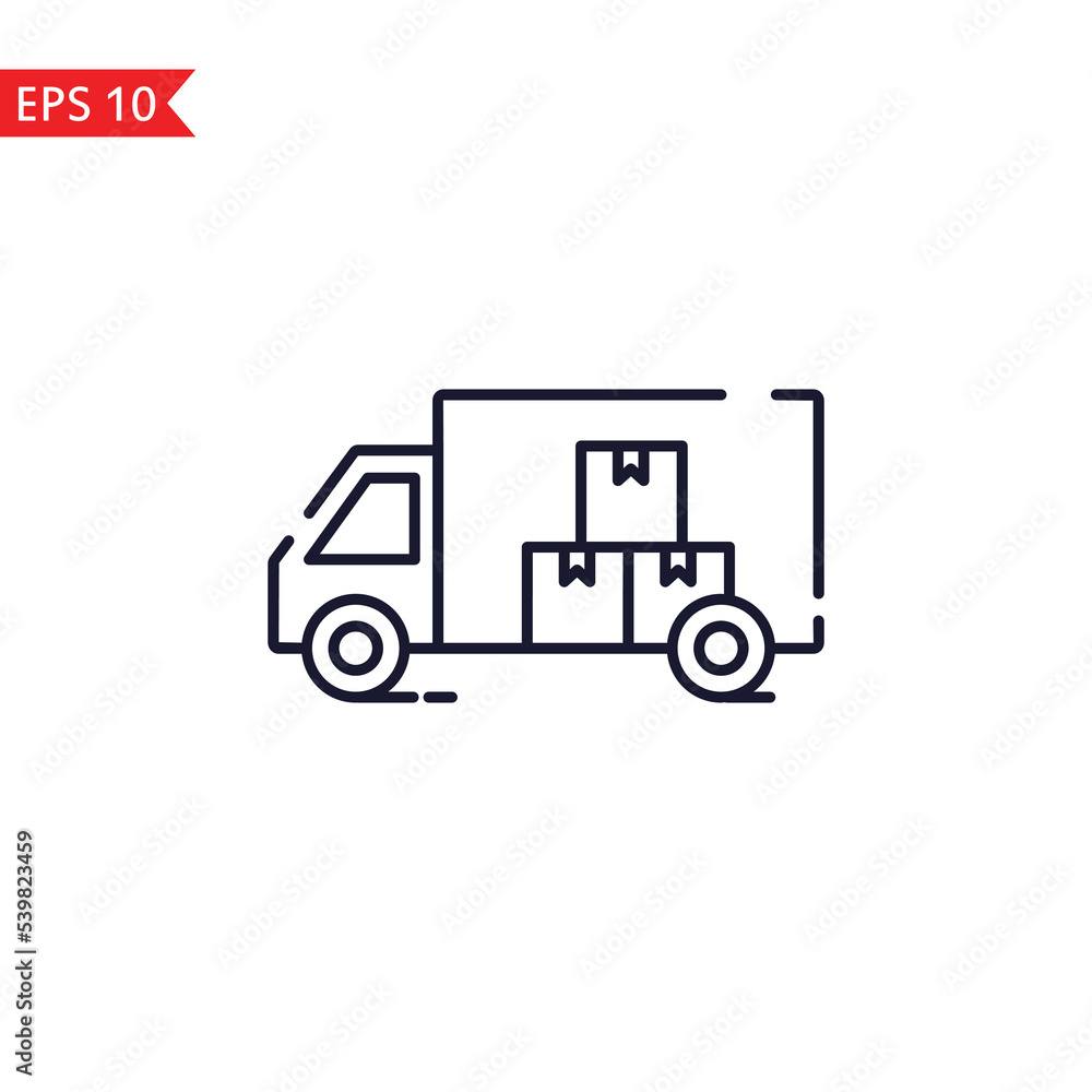 Cargo truck line icon isolated sign symbol Vector
