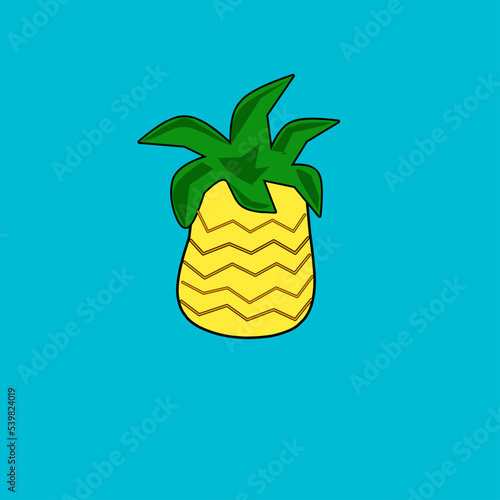 illustration of a pineapple with blue background