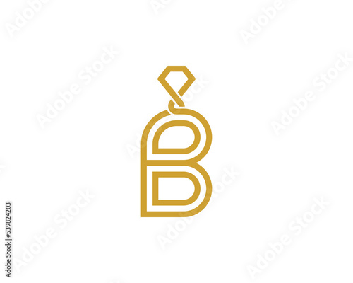 Initial Letter B Diamond Jewellery Logo Concept sign icon symbol Element Design Line Art Style. Jewelry Logotype. Vector illustration template