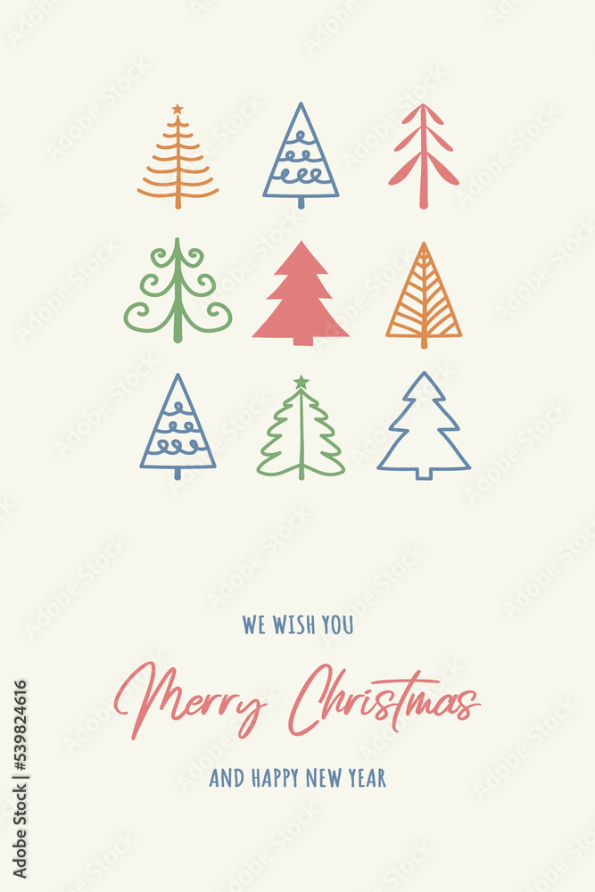 Abstract Christmas trees. Greeting card. Vector illustration