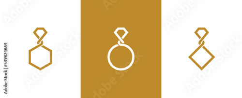Diamond with Hexagon, Square and Circle Logo Concept sign icon symbol Element Design. Jewelry Logotype. Vector illustration template
