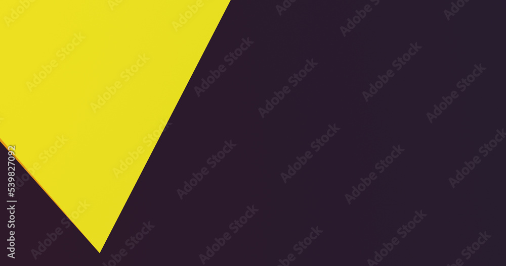Render with inverted bright yellow triangle on purple Render with inverted bright yellow triangle on purple