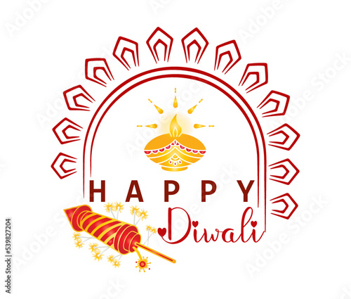 Vector illustration on the theme of the traditional celebration of happy Diwali. Festival of light. photo