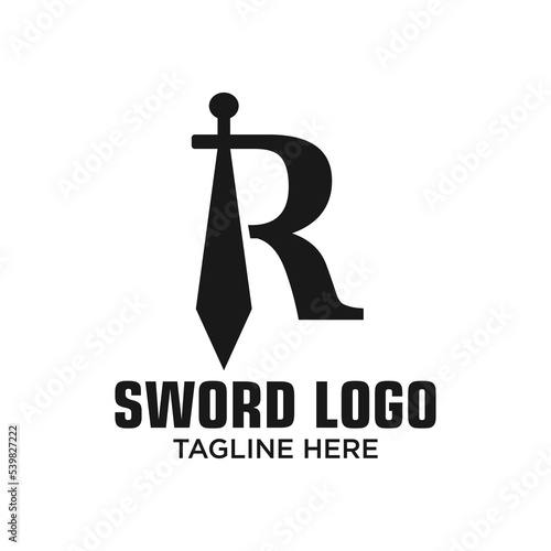 Letter R Sword Logo Design Template Inspiration, Vector Illustration.
