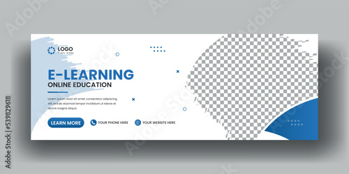School admission social media cover banner template or Digital learning web banner design