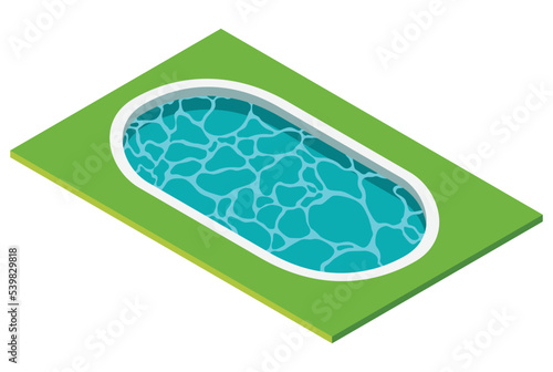 Isometric outdoor water pool design element. Creative bush. Summer vacation concept vector illustration. Aqua park symbol