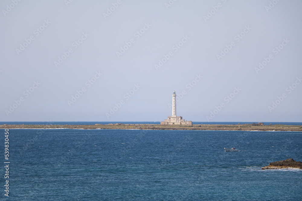 View to Faro dell'Isola di Sant'Andrea from Gallipoli, Puglia Italy