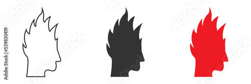 Head on fire icon. Punk icon. Vector illustration.