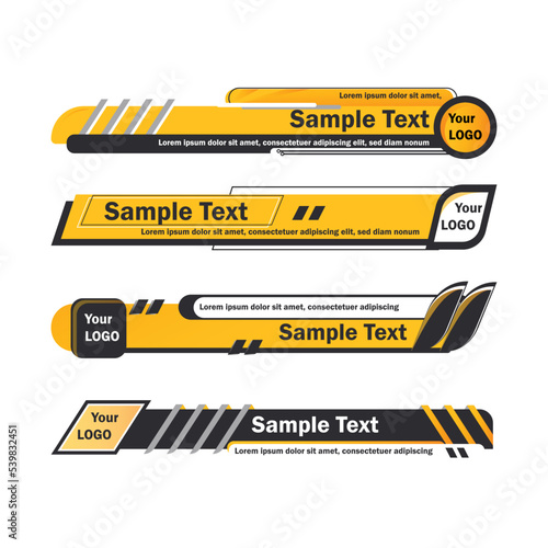 Set collection vector of Broadcast News Lower Thirds Template layout design.  Suitable for Headline news titles, Sports games on television, Video, and media channel.
