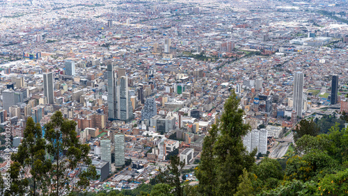 Bogotá, Colombia. September 7, 2022: Panoramic landscape of the city seen from the Monserrate hill. 