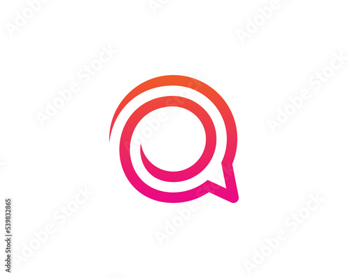 Chat Bubble Speech Logo Concept sign icon symbol Design Element Line Art Style. Spiral, Consulting, Consultant Logotype. Vector illustration template