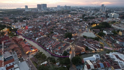 Malacca, Malaysia - October 16, 2022: The Historical Landmark Buildings and Tourist Attractions of Malacca