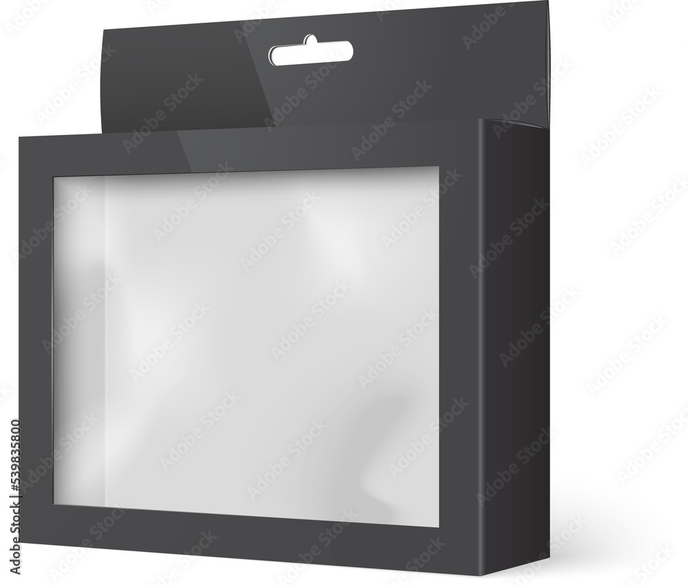 Black vector product package box with window Black vector product package box with window