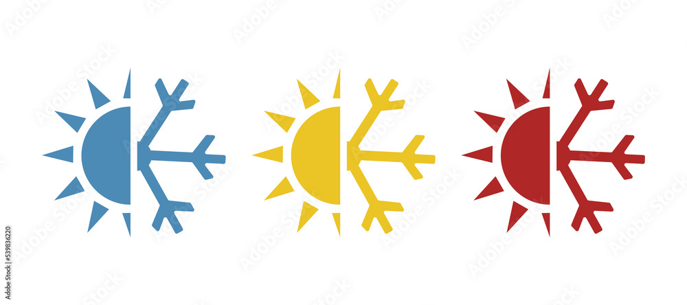 Fototapeta premium Icon Sun Snowflake, Concept Changing Seasons, Vector Illustration
