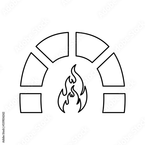 Fireplace icon on white background, vector illustration