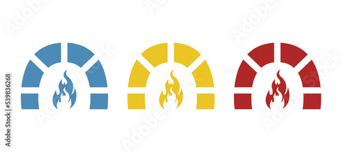 Fireplace icon on white background, vector illustration