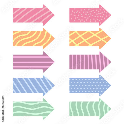 Collection of colorful arrows. colorful arrows isolated on a white background