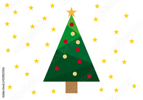 Árbol de navidad rodeado de estrellas.