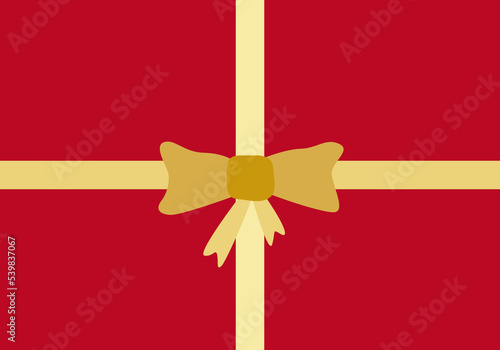 Fondo de regalo rojo con lazo dorado.