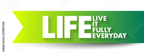 LIFE - Live It Fully Everyday acronym, concept background