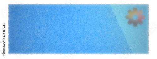 spazio rettangolare azzurro dai contorni irregolari vuoto con ingranaggio su sfondo trasparente photo