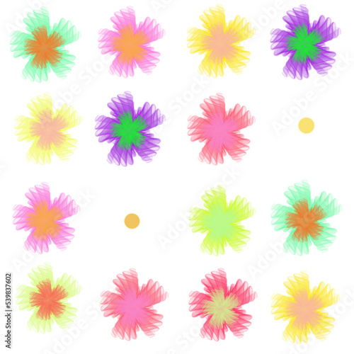 set of colorful flowers