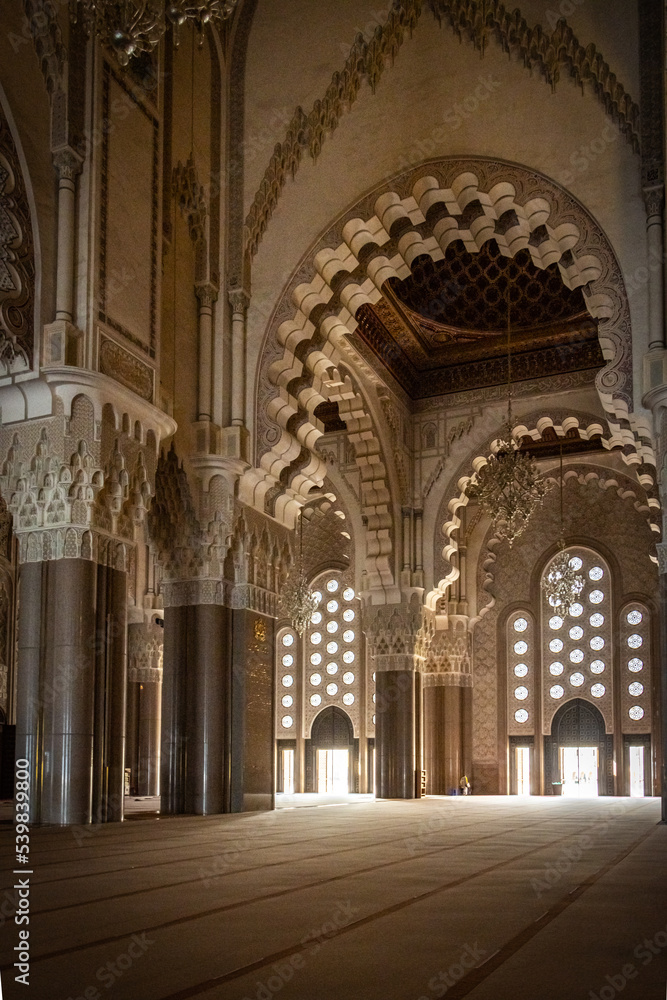interior of a mosque, hassan ii mosque, casablanca, morocco, north africa, 