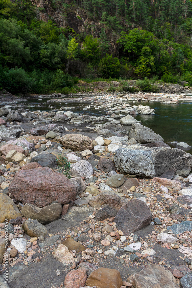 mountain river, sources in the canyon of the stone bed, panorama of the area, mountain river, sources in the canyon of the stone bed, panorama of the area,