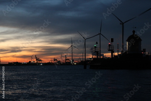 wind turbine at sunset © Krzysztof