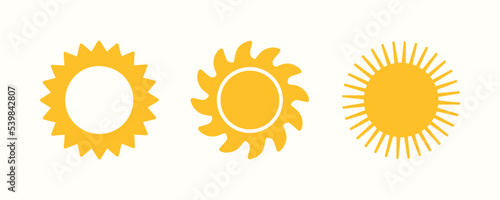 Sun icon set. Summer symbol vector illustration