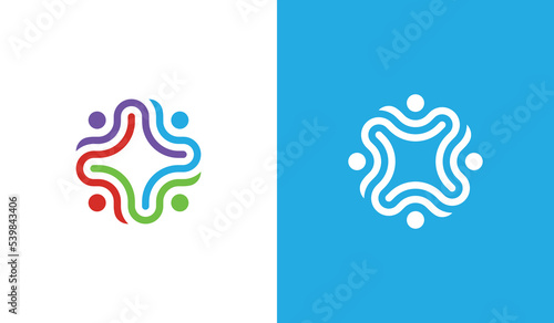 Abstract People Group Logo Concept symbol sign icon Design. Teamwork, Unity, Charity, Human Logotype. Vector illustration template

