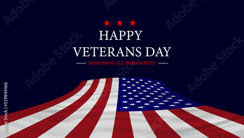 Happy Veterans Day Celebration Background with the USA flag