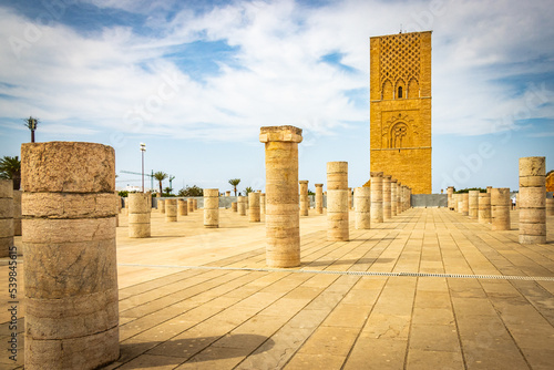 minaret of the mosque, hassan tower, rabat, morocco, north africa, columns, 